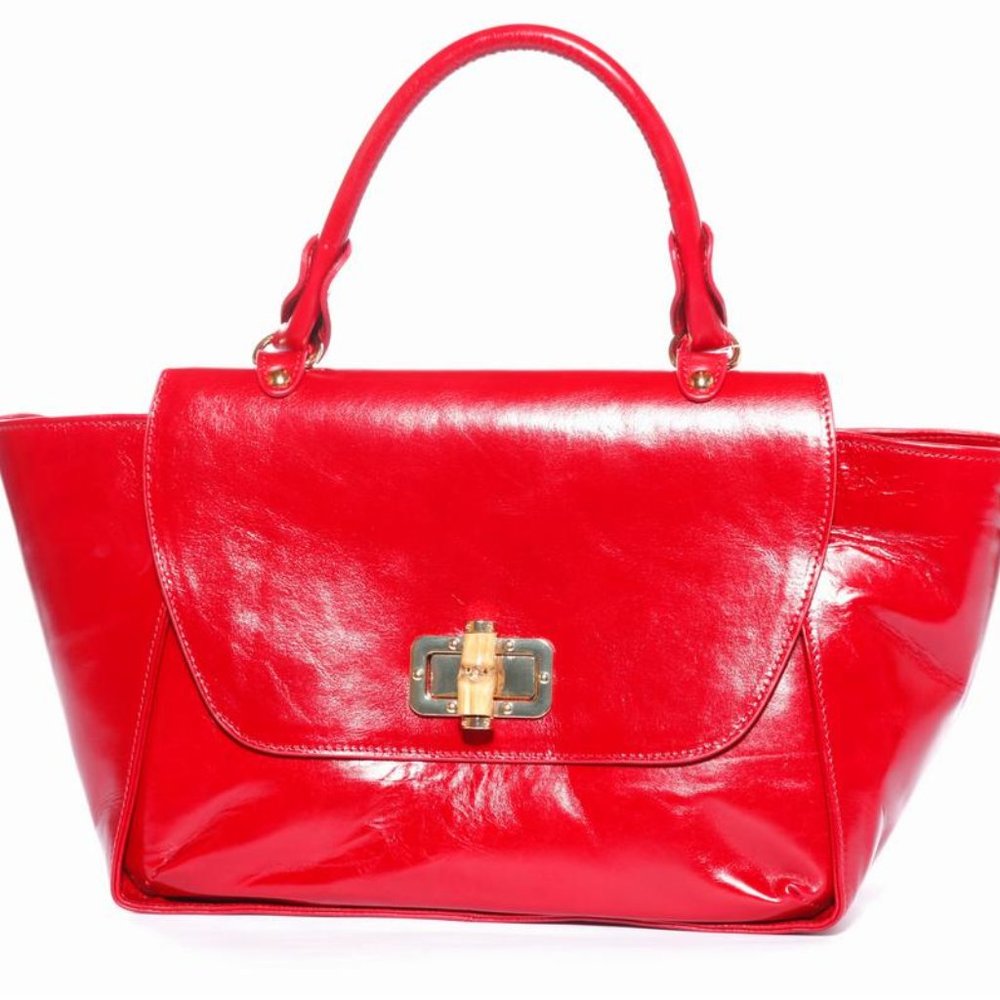 Kama Red Italian Leather Handbag